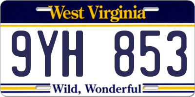 WV license plate 9YH853