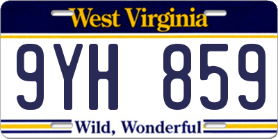 WV license plate 9YH859