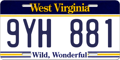 WV license plate 9YH881