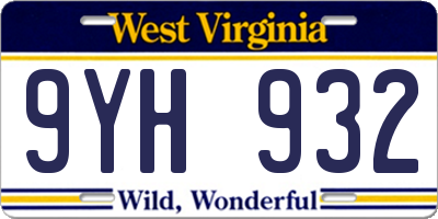 WV license plate 9YH932