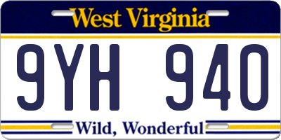 WV license plate 9YH940