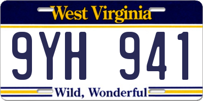 WV license plate 9YH941