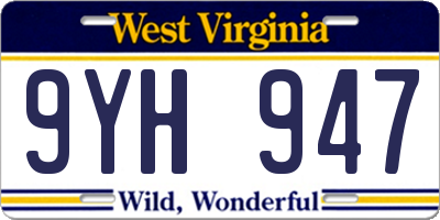 WV license plate 9YH947