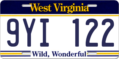 WV license plate 9YI122