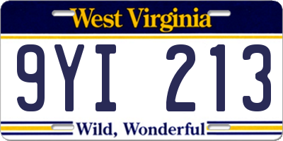 WV license plate 9YI213