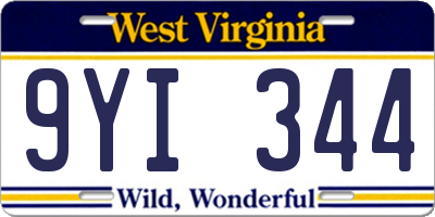 WV license plate 9YI344