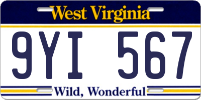 WV license plate 9YI567