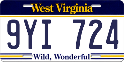 WV license plate 9YI724