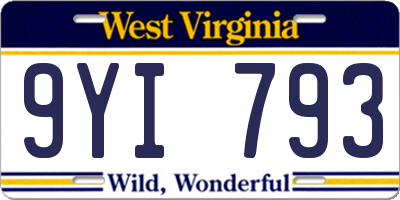 WV license plate 9YI793