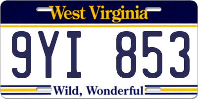 WV license plate 9YI853
