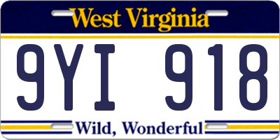 WV license plate 9YI918