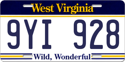 WV license plate 9YI928