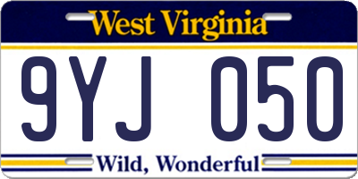 WV license plate 9YJ050