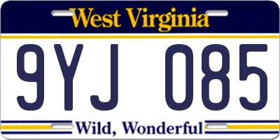 WV license plate 9YJ085