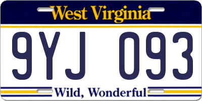 WV license plate 9YJ093