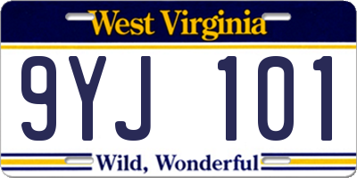 WV license plate 9YJ101