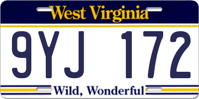 WV license plate 9YJ172