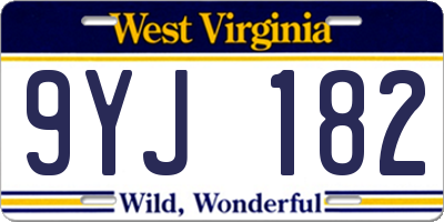 WV license plate 9YJ182
