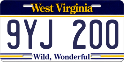 WV license plate 9YJ200