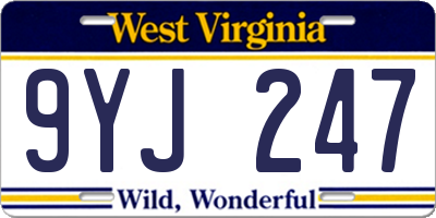 WV license plate 9YJ247