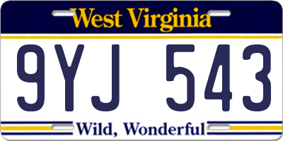 WV license plate 9YJ543