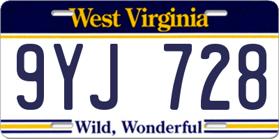 WV license plate 9YJ728