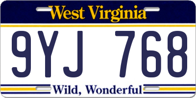 WV license plate 9YJ768