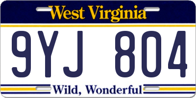 WV license plate 9YJ804