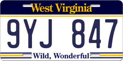 WV license plate 9YJ847