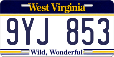 WV license plate 9YJ853