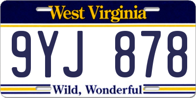WV license plate 9YJ878