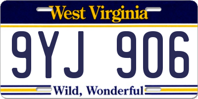 WV license plate 9YJ906