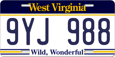 WV license plate 9YJ988