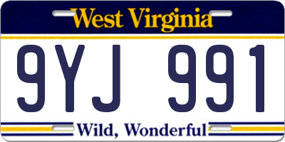 WV license plate 9YJ991