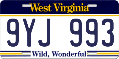 WV license plate 9YJ993