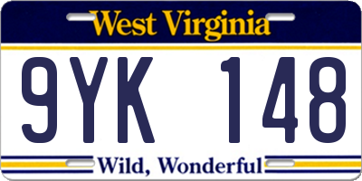 WV license plate 9YK148