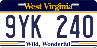 WV license plate 9YK240