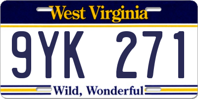 WV license plate 9YK271