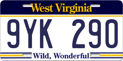 WV license plate 9YK290