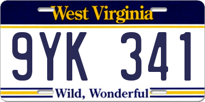 WV license plate 9YK341