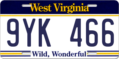 WV license plate 9YK466