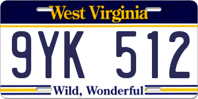 WV license plate 9YK512