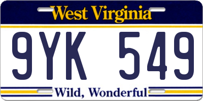 WV license plate 9YK549