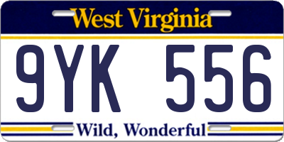 WV license plate 9YK556