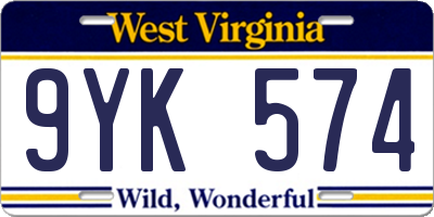 WV license plate 9YK574