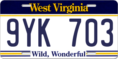 WV license plate 9YK703