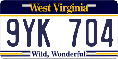 WV license plate 9YK704