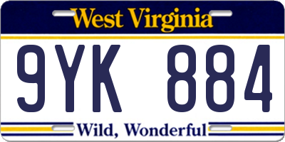 WV license plate 9YK884