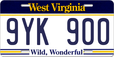 WV license plate 9YK900