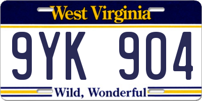 WV license plate 9YK904